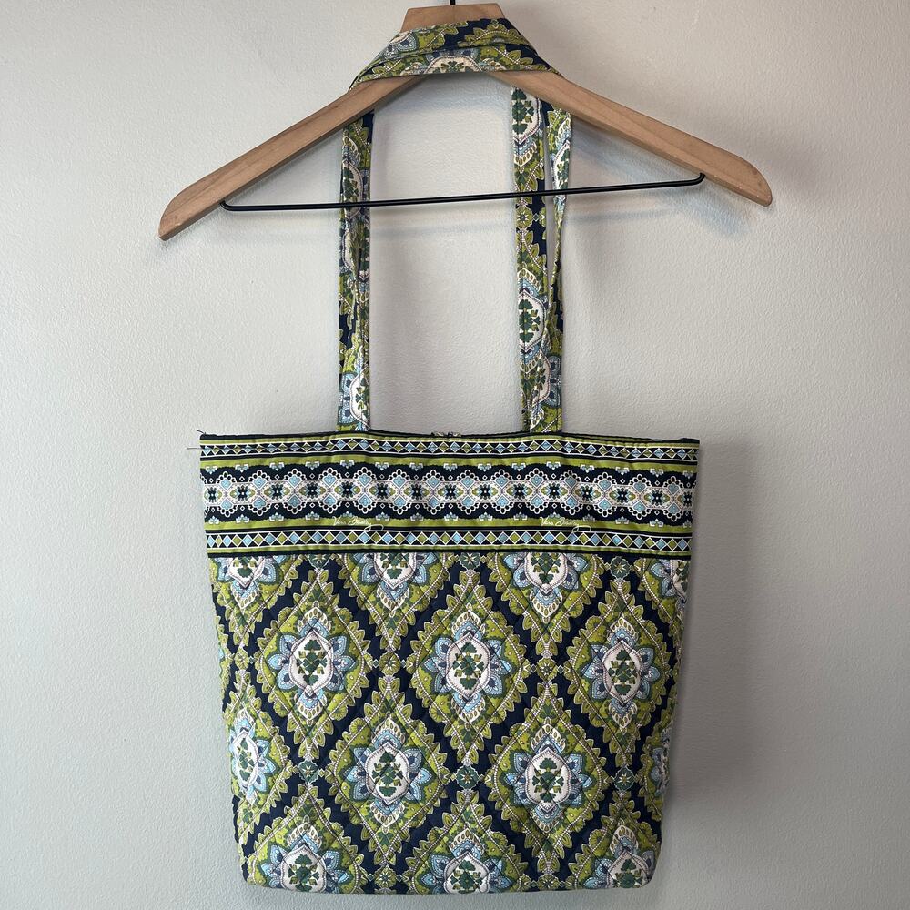 Vera Bradley Green and Blue Patterned Tote - Picture 7 of 8